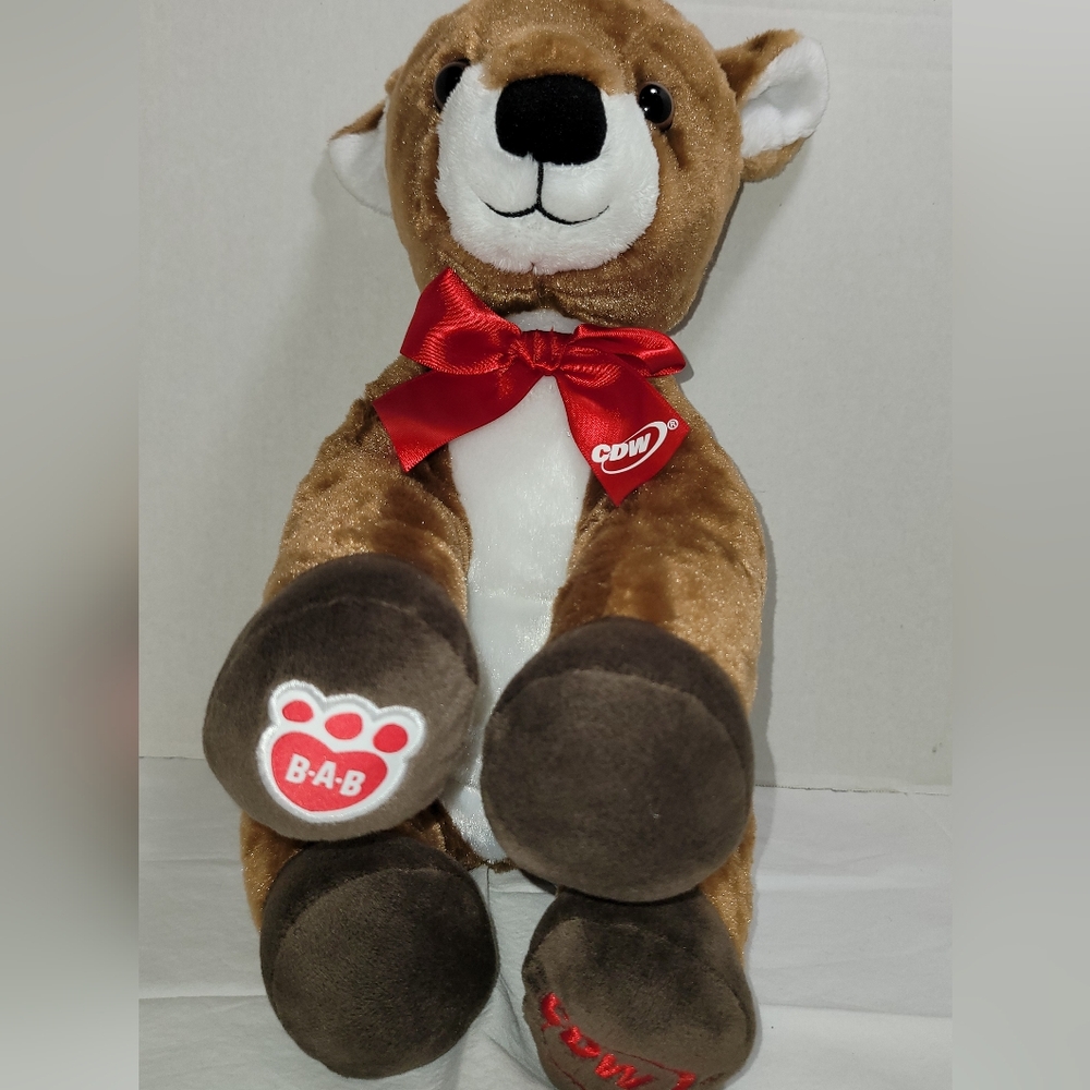 Build-A-Bear Brown and White Plush with Red Bow